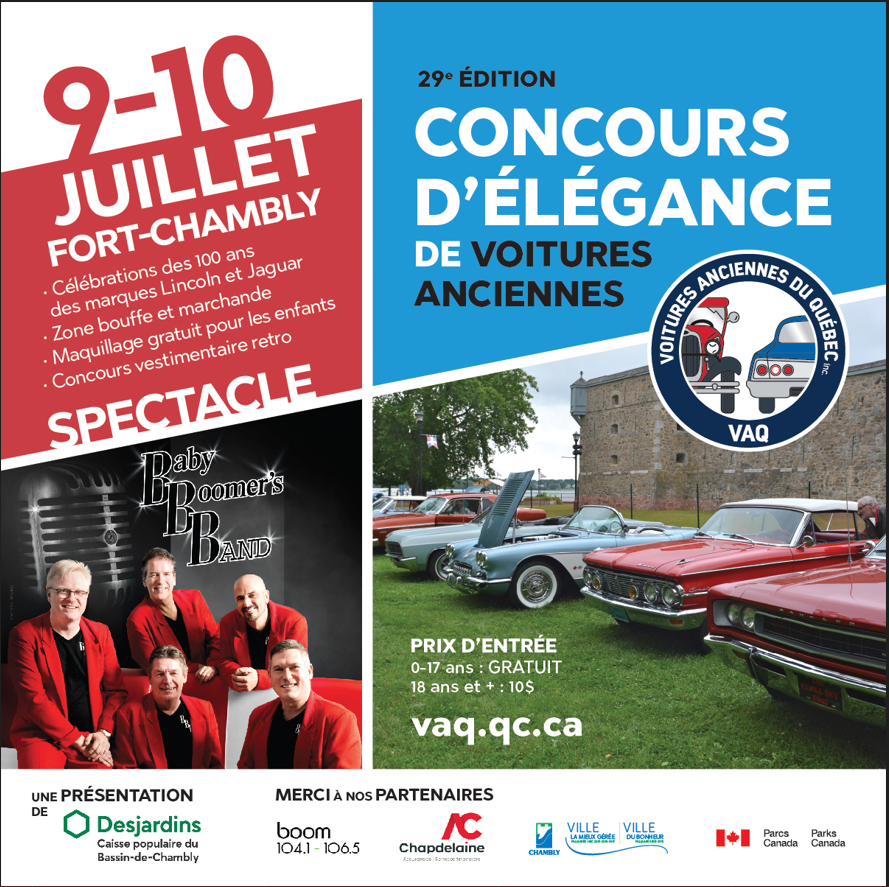 Près de 500 voitures au Fort Chambly les 9 et 10 juillet prochain